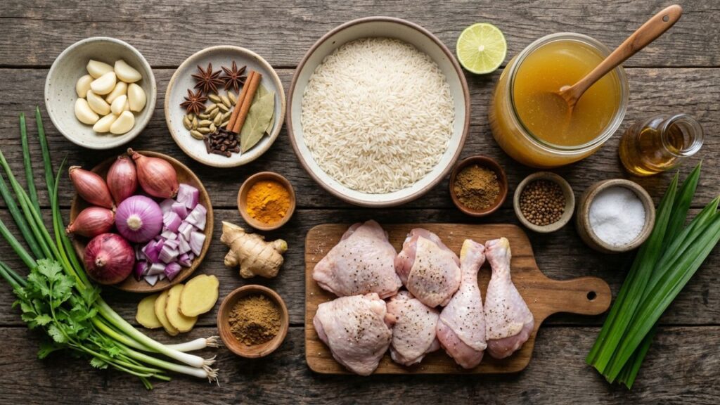 Ingredients for chicken flavored rice