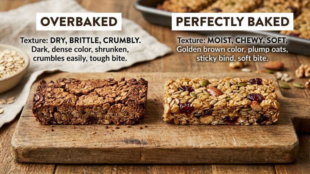 Comparison of overbaked and perfectly baked floura bars