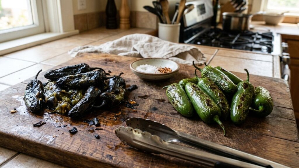 Overcooked vs perfectly cooked jalapeños comparison