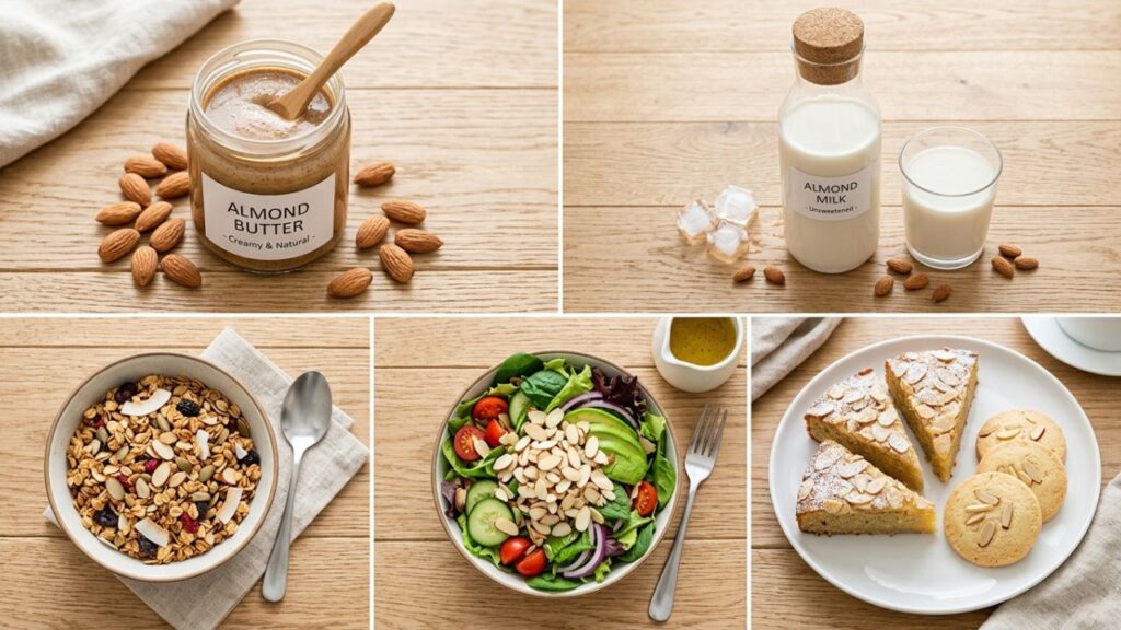 Almond butter milk granola and recipes with almonds