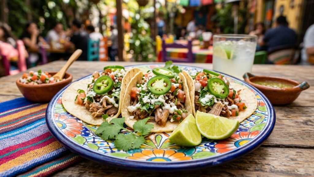 Tacos topped with fresh jalapeño slices