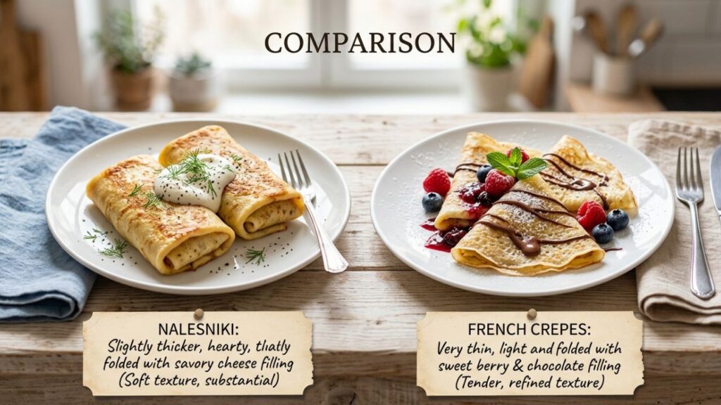 Comparison between nalesniki and French crepes