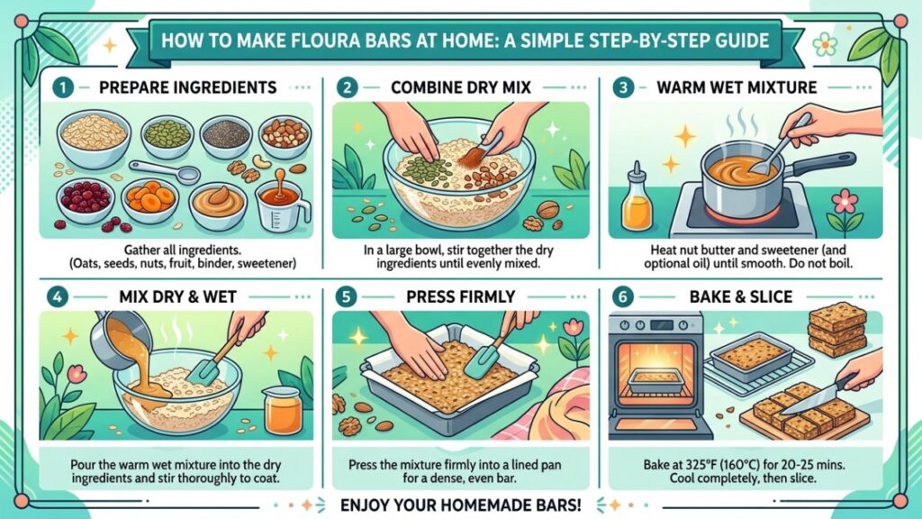 Mixing ingredients to prepare floura bar batter