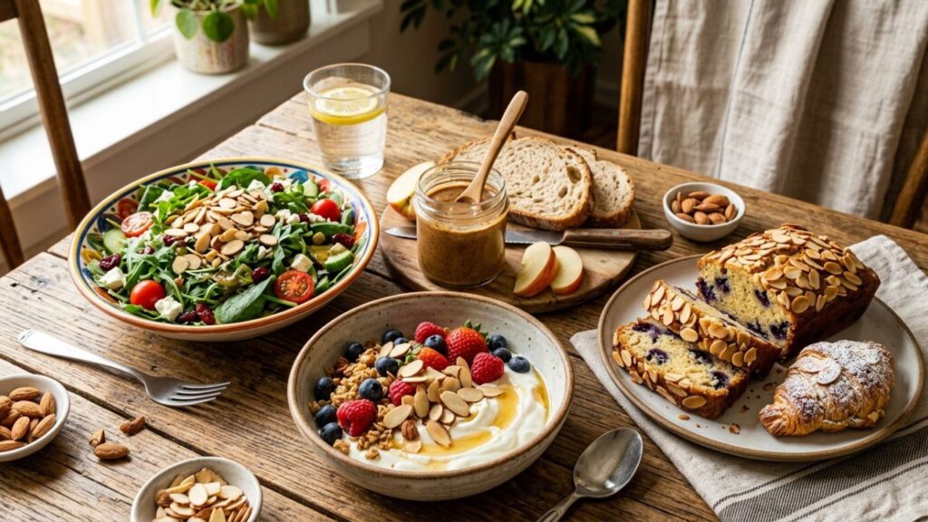Almonds used in salad yogurt and baked dishes