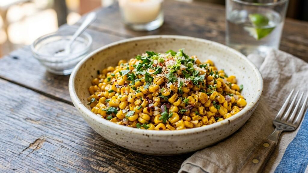 Golden sautéed corn with caramelization