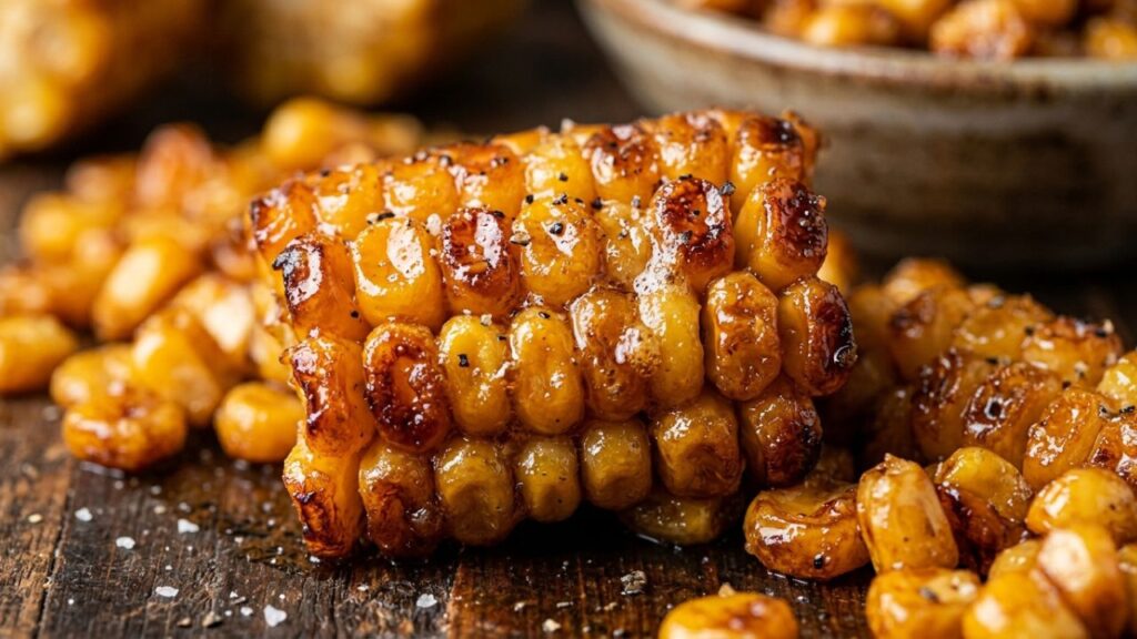 Close-up texture of sautéed corn