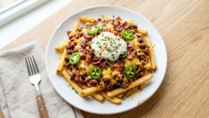 Read more about the article How Are Loaded Fries Made with Cheese Bacon Chili and Jalapeños