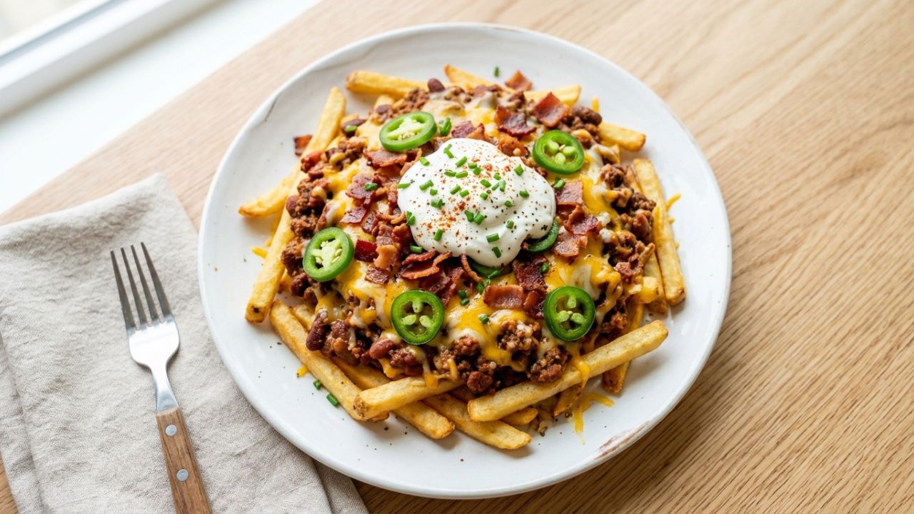How Are Loaded Fries Made with Cheese Bacon Chili and Jalapeños